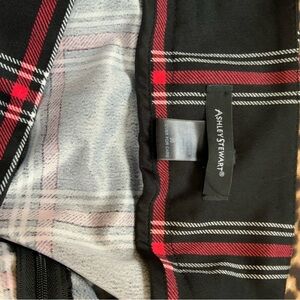 Ashley Stewart Black and Red Plaid Skirt with White Accents
